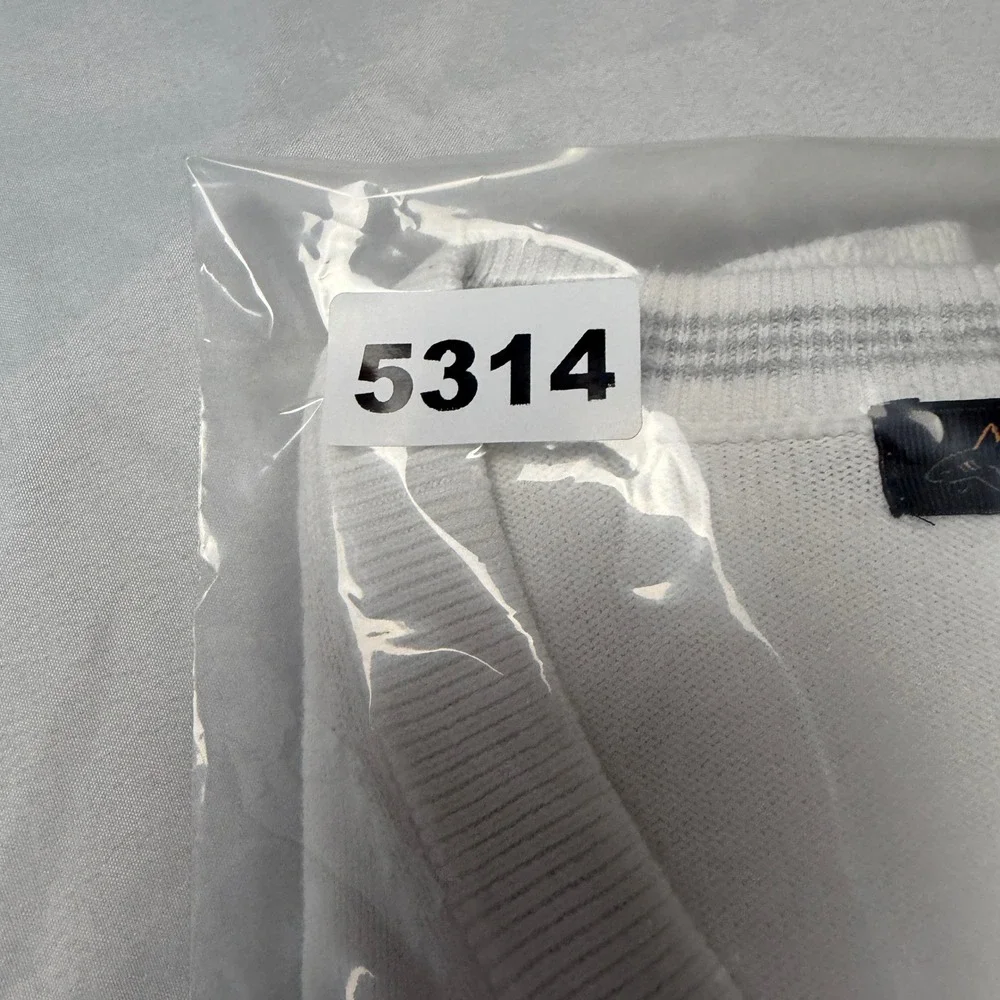 Greg Norman‎ White Cotton V-Neck Performance Long Sleeve Sweater Golf Shark XL
